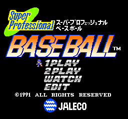 Super Professional Baseball (Japan) Title Screen